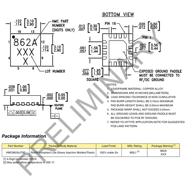 HMC862ALP3E Outline Dimensions_1 HMC862ALP3E Outline Dimensions_1