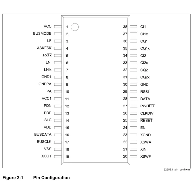 TDA5255XUMA1-Infineon-datasheet-11769138.pdf  Pinout Diagram_1