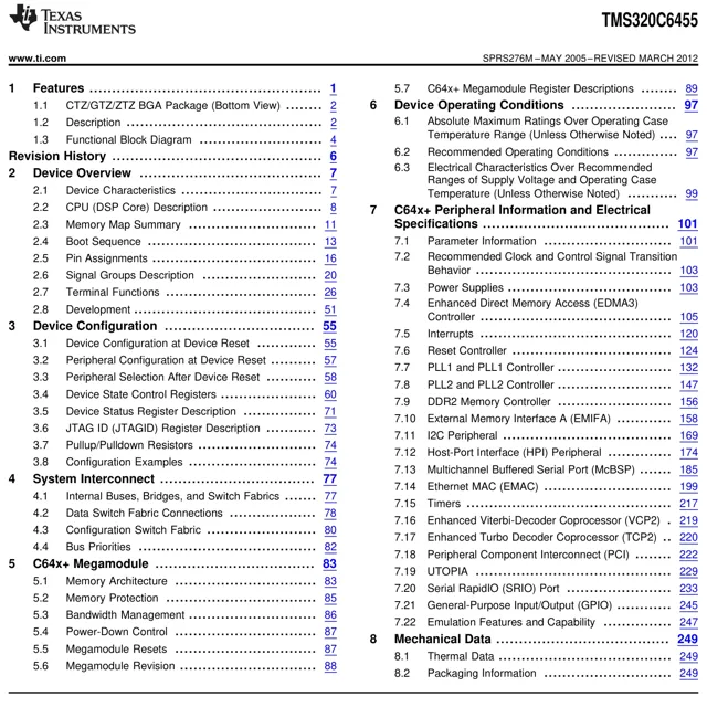 pid_15025090_tms320c6455dztz7-texas-instruments-datasheet-41218119.pdf  Pinout Diagram_1