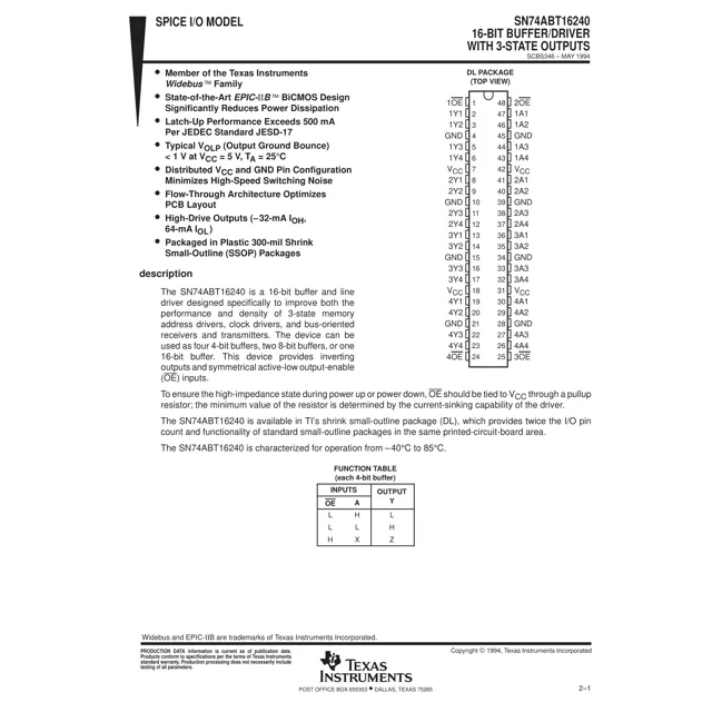 pid_23906961_sn74abt16240dggr-texas-instruments-datasheet-10259425.pdf  Pinout Diagram_1