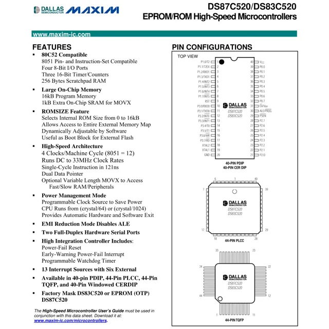 pid_38312505_ds87c520-qcl-maxim-integrated-datasheet-8500474.pdf Pinout Diagram_1 pid_38312505_ds87c520-qcl-maxim-integrated-datasheet-8500474.pdf Pinout Diagram_1