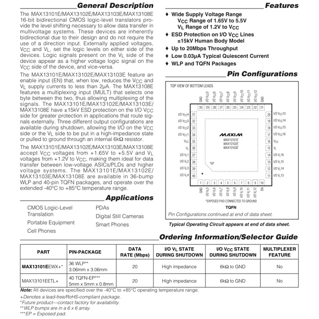 pid_46229683_max13103eetl2b-maxim-integrated-datasheet-13722775.pdf Pinout Diagram_1 pid_46229683_max13103eetl2b-maxim-integrated-datasheet-13722775.pdf Pinout Diagram_1