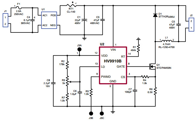 Microchip HV9910BDB2 Reference Design 1
