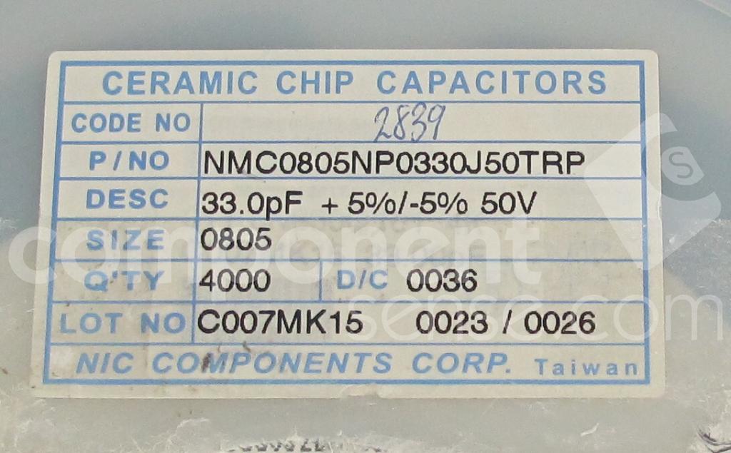 NMC0805NP0330J50TRPNIC Components