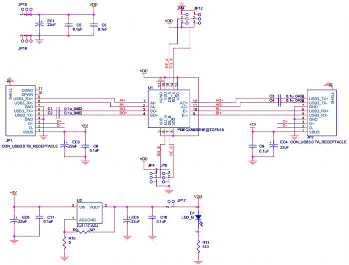 Diodes PI3EQX501(I)EVB Reference Design 3