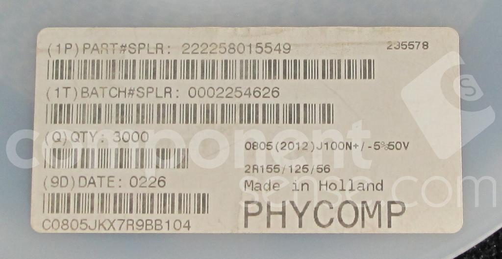 C0805JKX7R9BB104Yageo / Phycomp