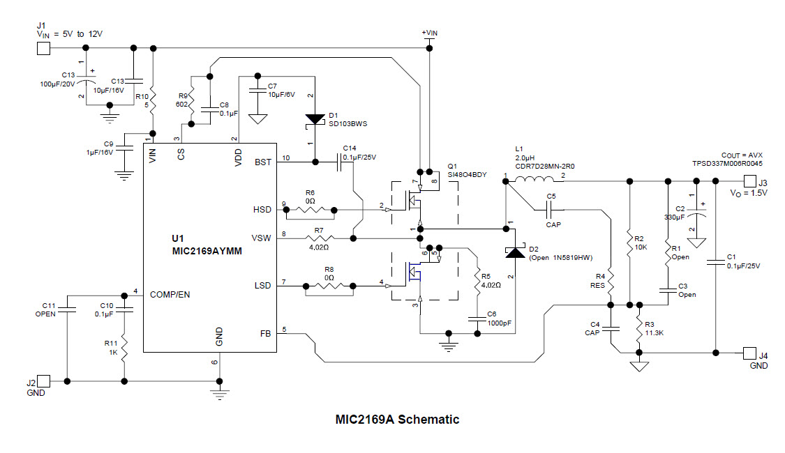 Microchip MIC2169A Tiny3A EV Reference Design 1