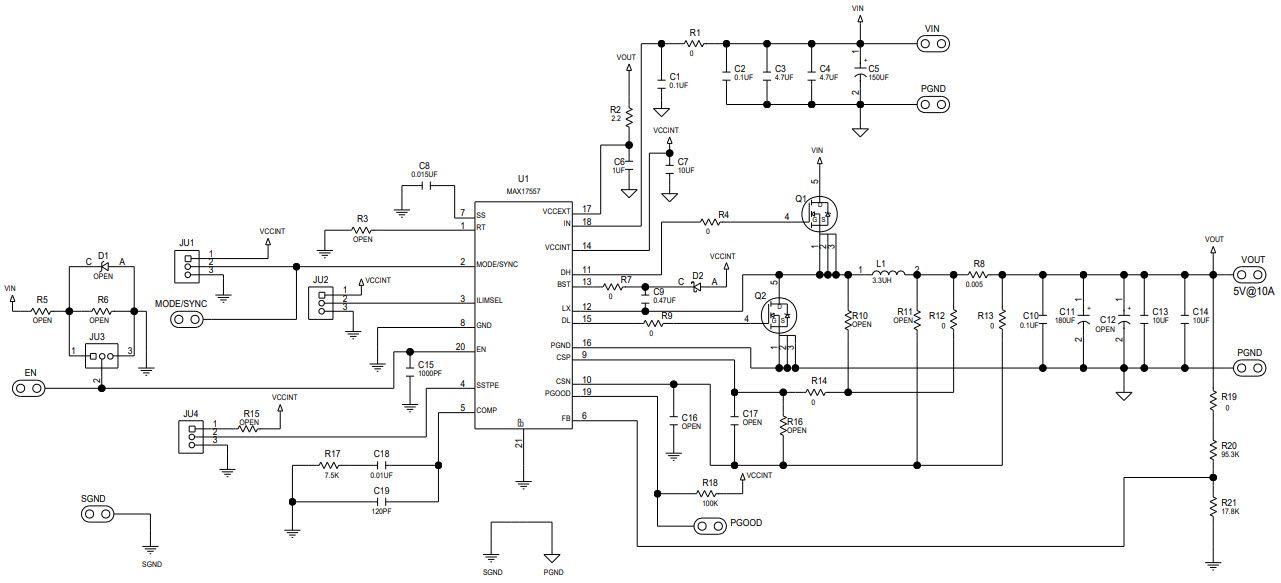 Maxim Integrated MAX17557EVKIT# Reference Design 1