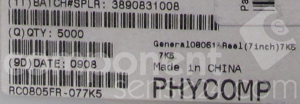 RC0805FR-077K5Yageo / Phycomp
