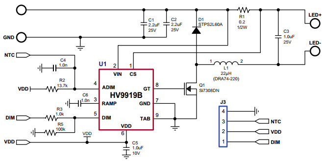 Microchip HV9919BDB1 Reference Design 1